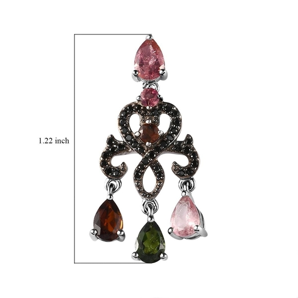 🔥PRICE CUT🔥NWT TOURMALINE CHANDELIER EARRINGS IN PLATINUM OVER STERLING SILVER - Picture 6 of 6